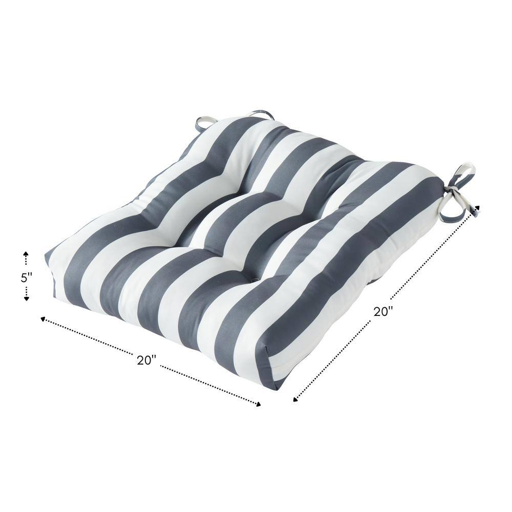 Canopy Stripe Gray 20" Square Outdoor Dining Seat Cushion