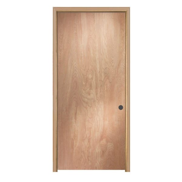 JELD-WEN Woodgrain Flush Unfinished Birch Single Prehung Interior Door