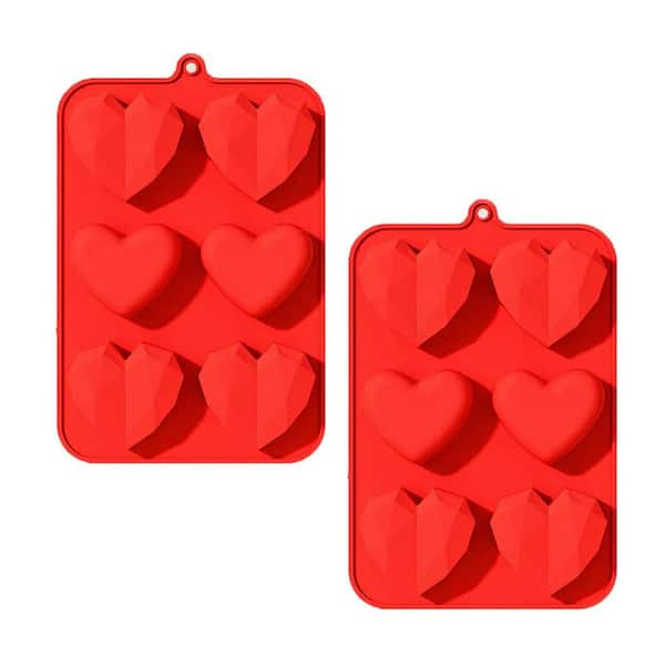 6 Holes Food Grade Silicone Heart Shape Chocolate Molds for Baking Microwave Oven Dishwasher Safe 2 Pack