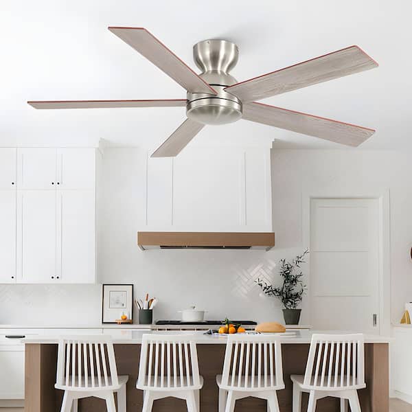 MOKSILED 48 Brushed Nickel Indoor Speeds Flush Mount Low