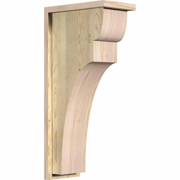 Ekena Millwork 8 in. x 14 in. x 30 in. Douglas Fir Yorktown Rough Sawn Corbel with Backplate