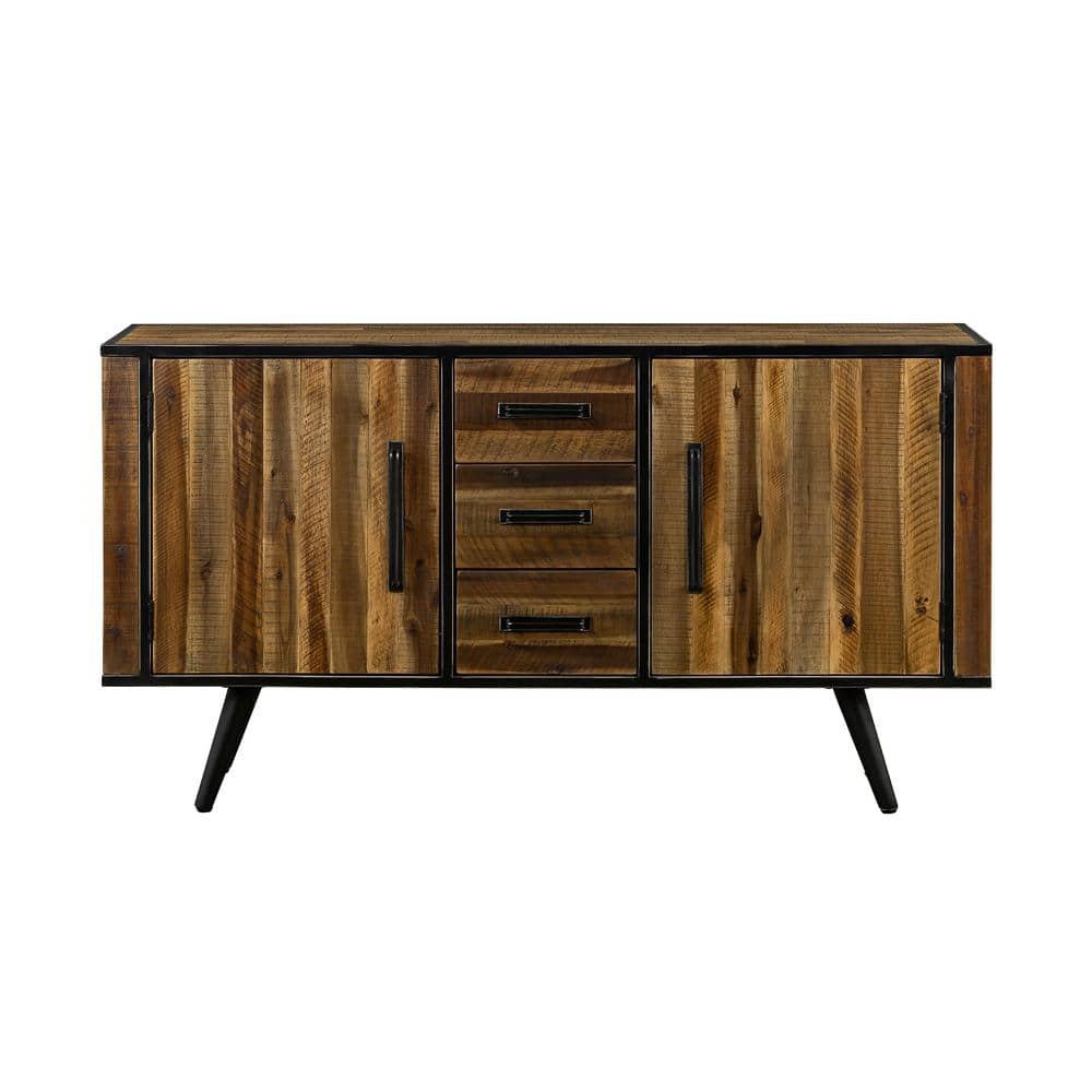Cusco Antique Acacia Brown Rustic Buffet Cabinet with Metal Legs