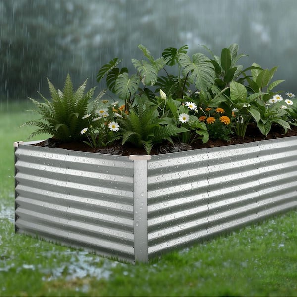 8 x 4 x 2 ft. Galvanized Rectangular Raised Garden Bed Alu-Zinc Metal Planter Bottomless Outdoor Box Silver, 2025 Update