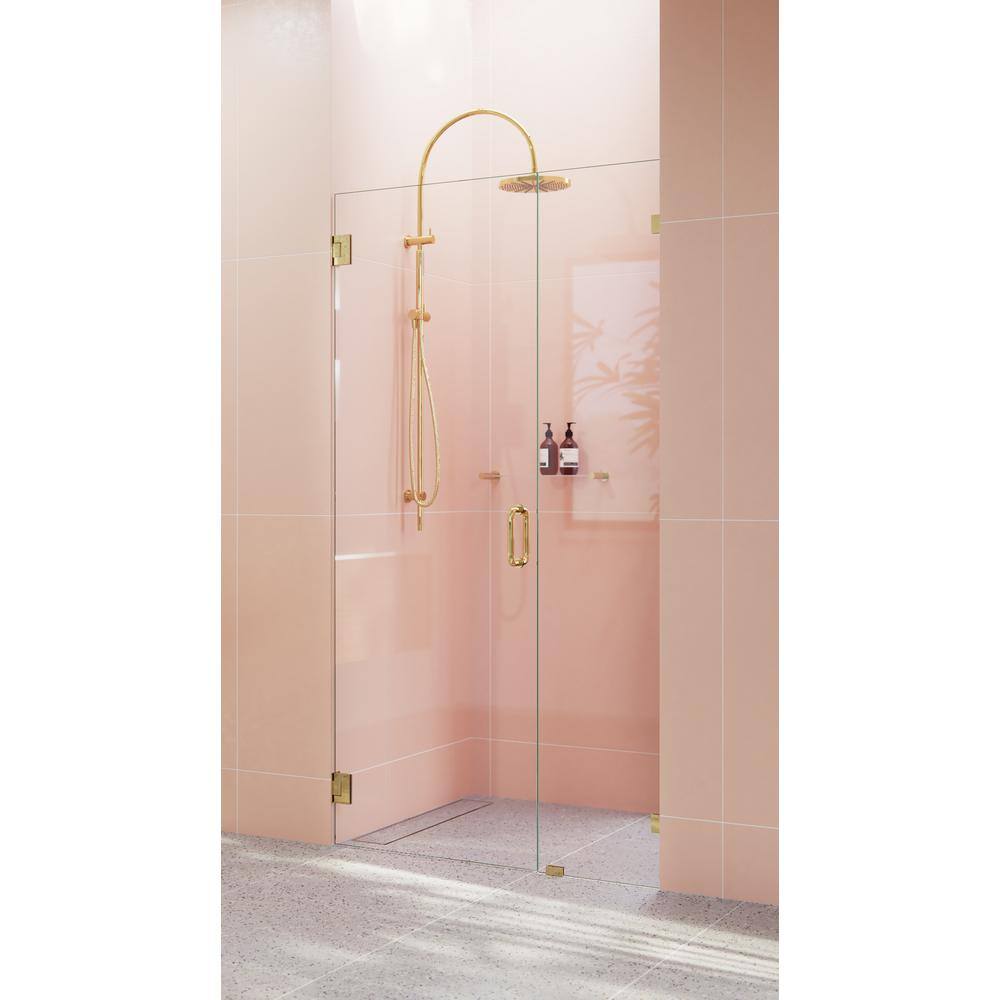 Polished Brass Frameless Glass Shower Door, 36.5" x 78"