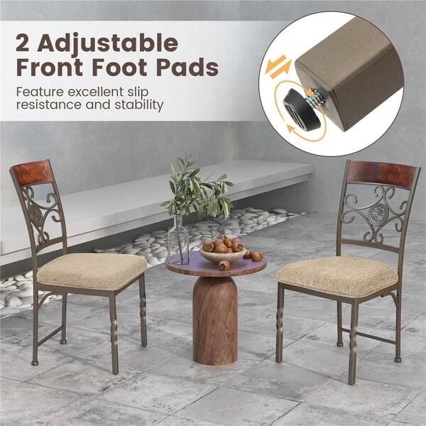 Costway Brown Metal Armless Dining Room Chair Set of 4 HCST02241