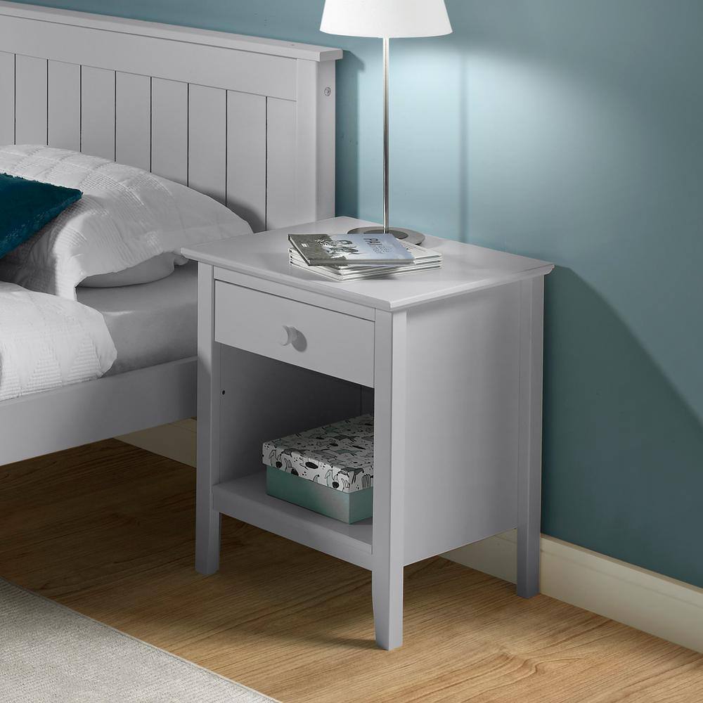 Simplicity Dove Gray Brazilian Pine Nightstand with Drawer