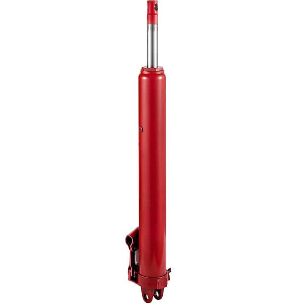 Hydraulic Long Ram Jack, 8-Tons/17363 lbs. Capacity, with Single Piston Pump and Clevis Base, Manual Cherry Picker, Red