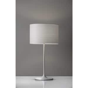 Charlie 22.5 in. White Integrated LED No Design Interior Lighting Table Lamp for Living Room w/White Paper Shade