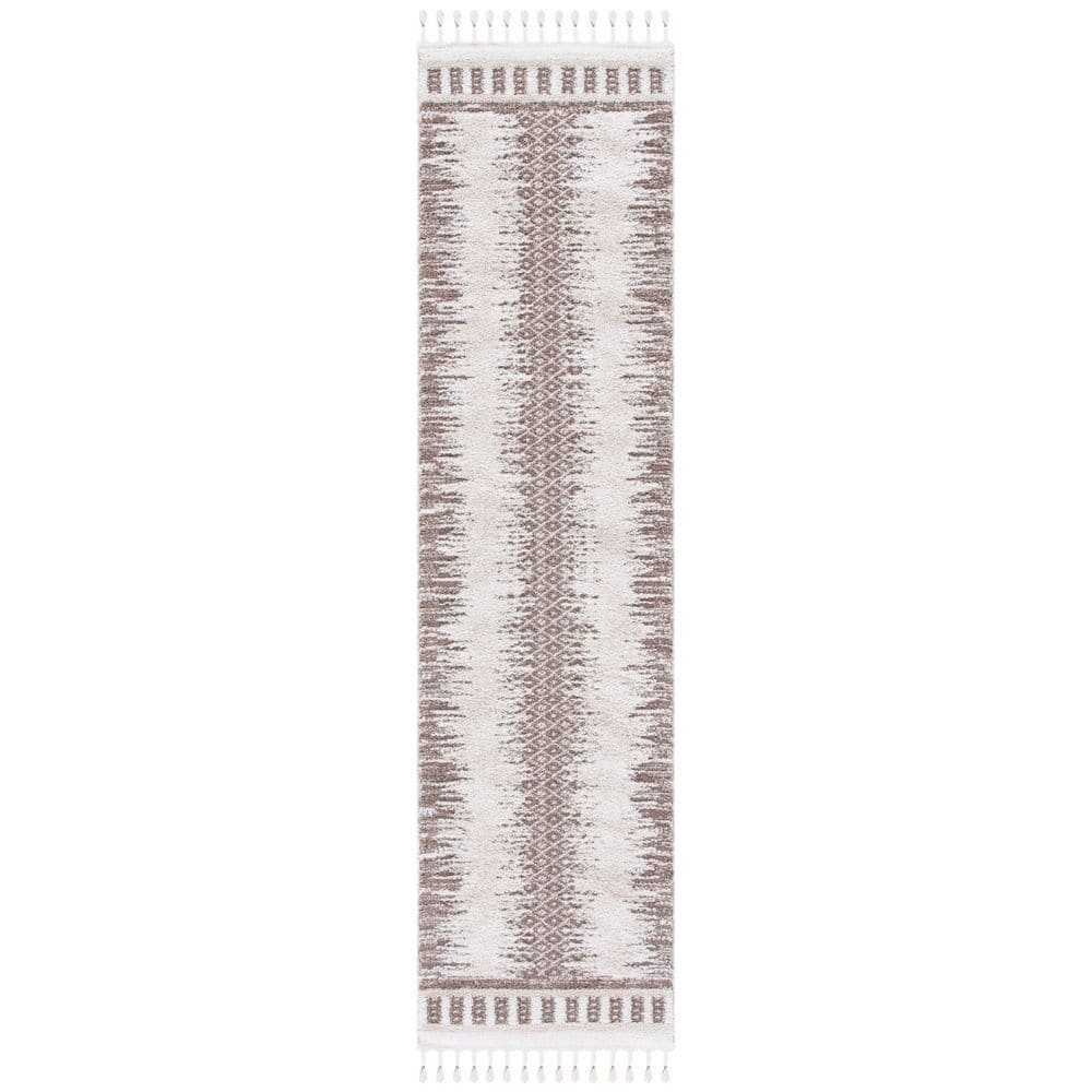 Moroccan Tassel Shag 2 ft. x 9 ft. Ivory/Beige Geometric Border Runner Rug price history on PriceWatchPro