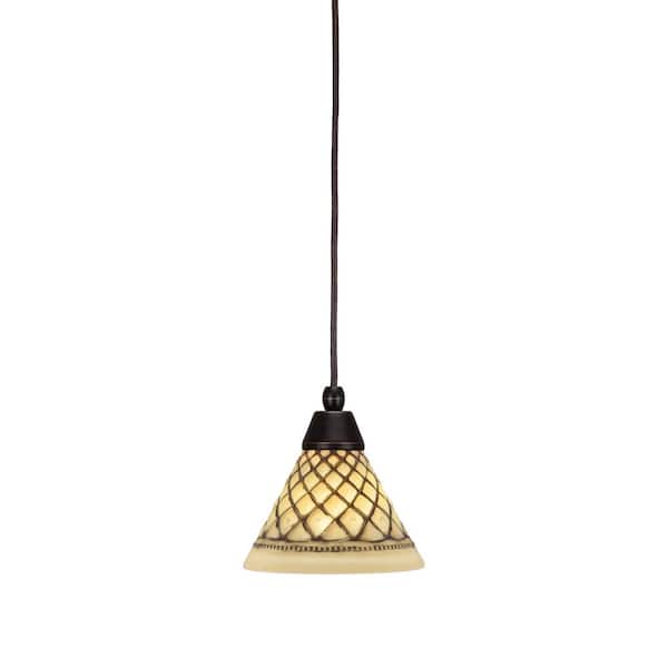 Unbranded Bryson 100-Watt 1-Light Brown Shaded Pendant Light Mini Pendant with 7" Chocolate Icing Glass Shade, No bulb included