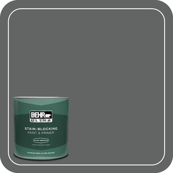 BEHR ULTRA 1 qt. #BXC-41 Charcoal Extra Durable Semi-Gloss Enamel Interior Paint & Primer