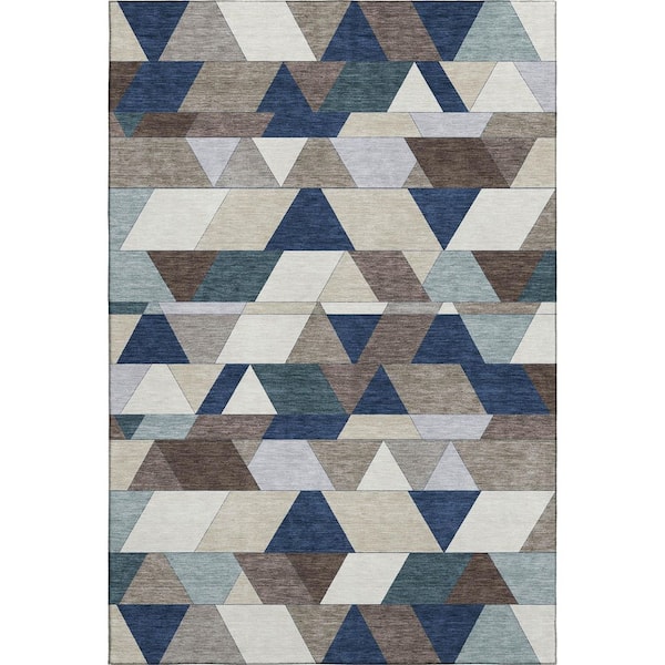 Mayfield Premium Machine Washable Abstract AMF2526 Navy 10 ft. x 14 ft. Area Rug