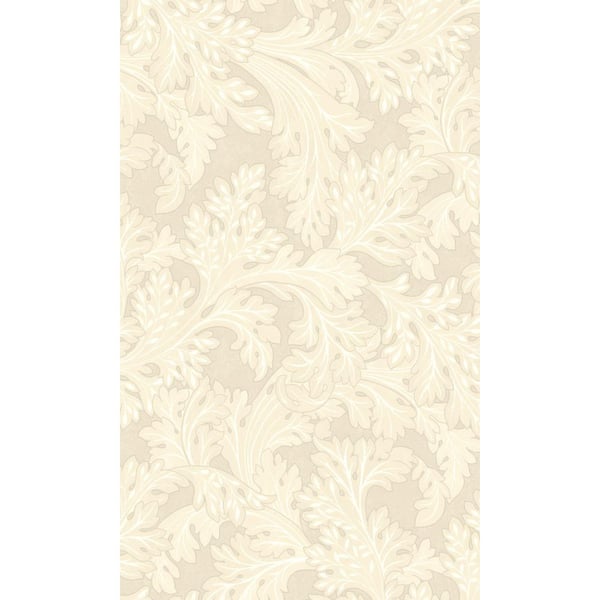 Walls Republic Cream Curling Leaves Tropical Print Non-Woven Non-Pasted Textured Wallpaper 57 Sq. Ft.