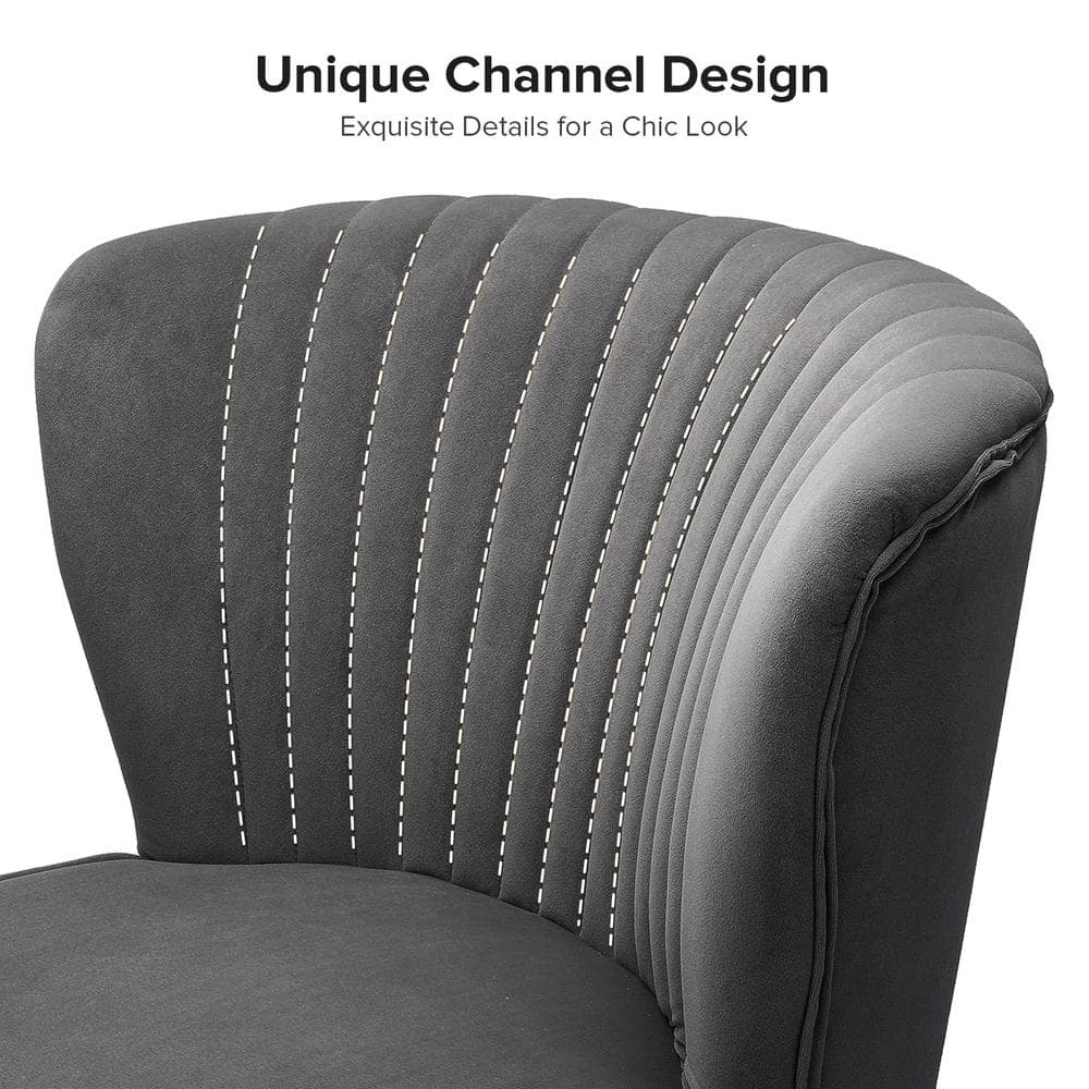 Gray Velvet Slipper Accent Chair with Gold Legs