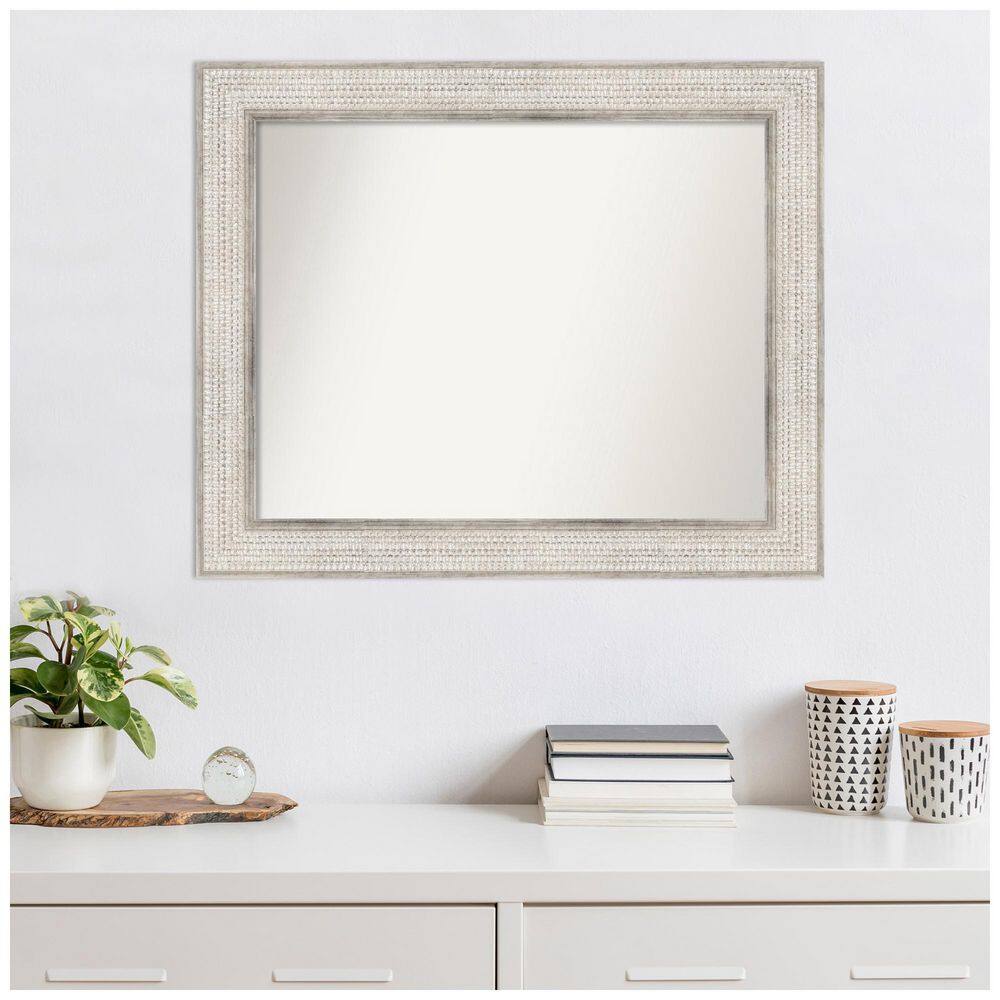 Trellis Silver Wood Rectangular Bathroom Wall Mirror