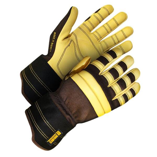 Holmes Workwear Medium Brown Modified Fitter Gloves with Yellow Goatskin