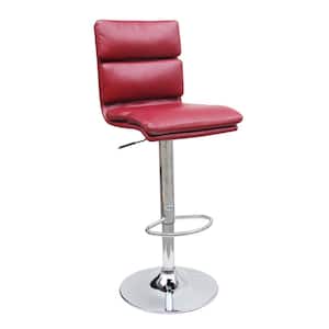 Dremu 24 in. H Red Low Back Metal/Wood Bar Stool with Faux Leather (Set of 2)