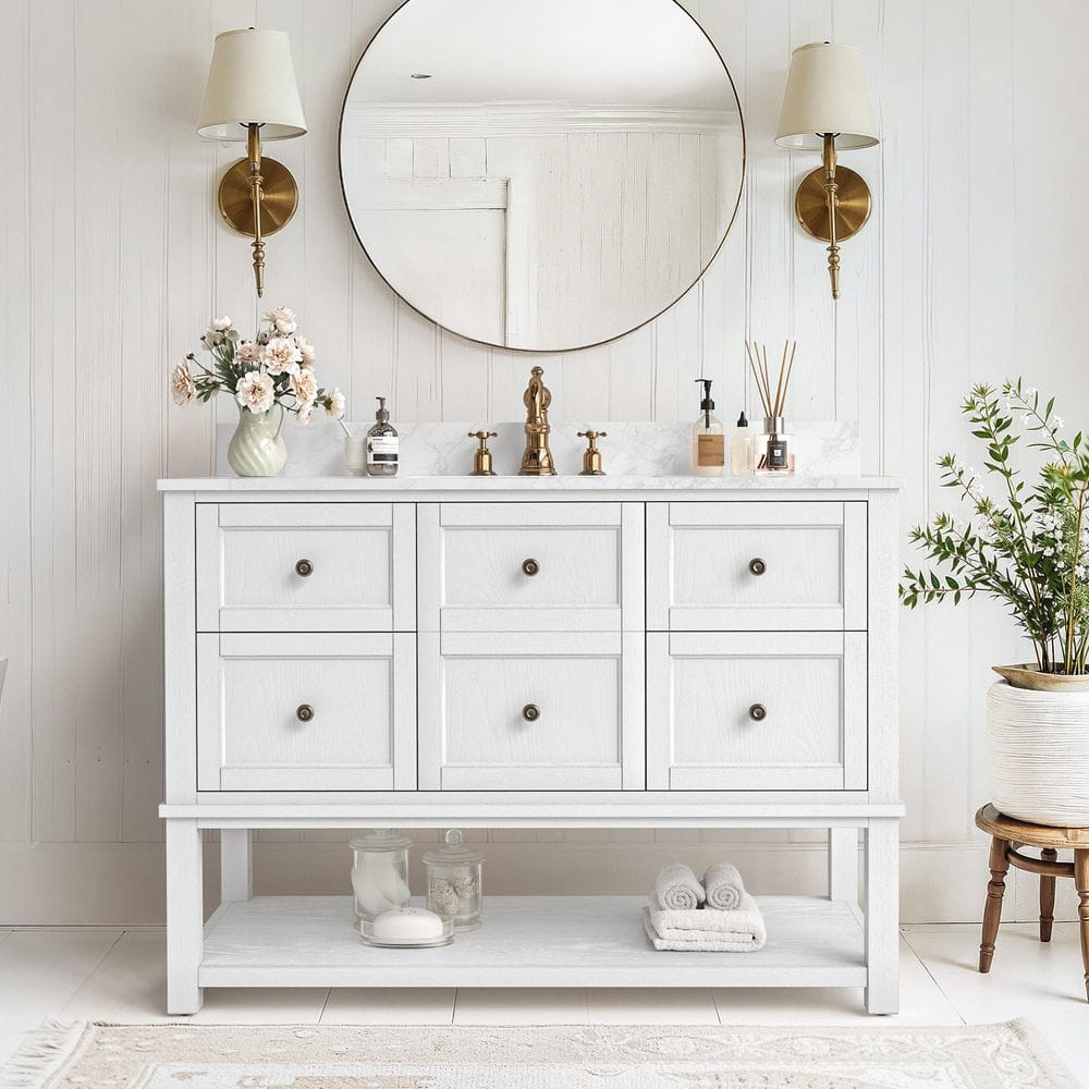 OrangeOne Janus 48 in. W x 22 in. D x 38.9 in. H Single Sink White