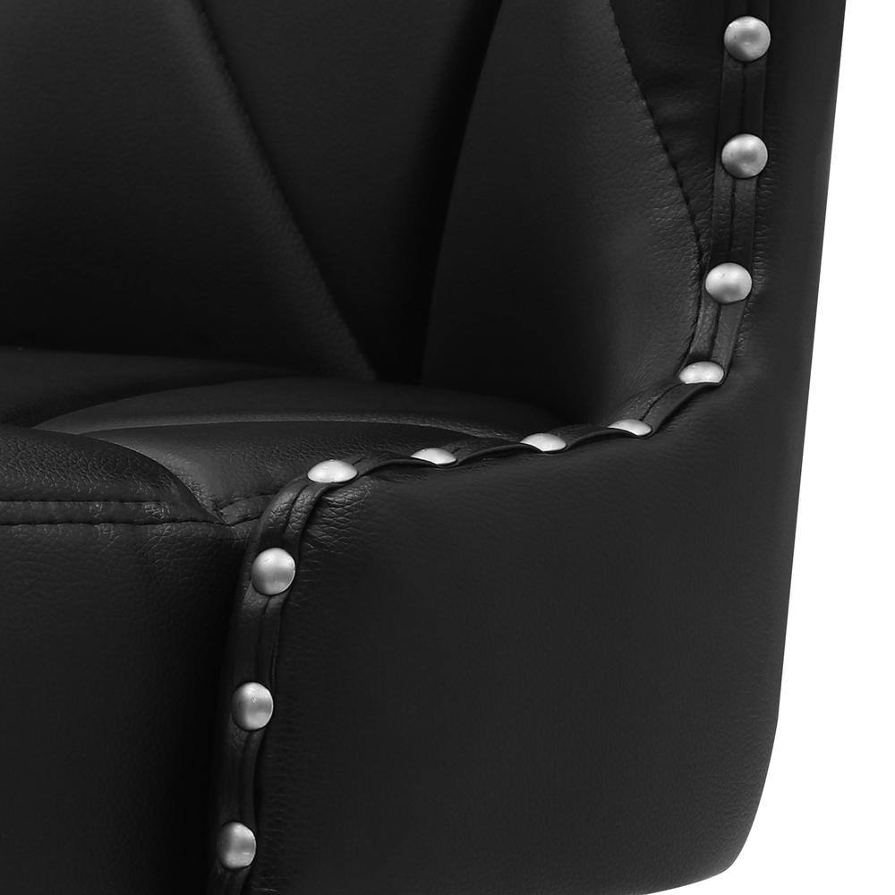 26" Black Faux Leather Swivel Bar Stools with Wood Frame, Set of 2