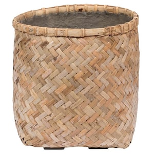 Zayn XXS 14.6 in. Dia Natural Finish Bamboo Indoor Outdoor Round Planter