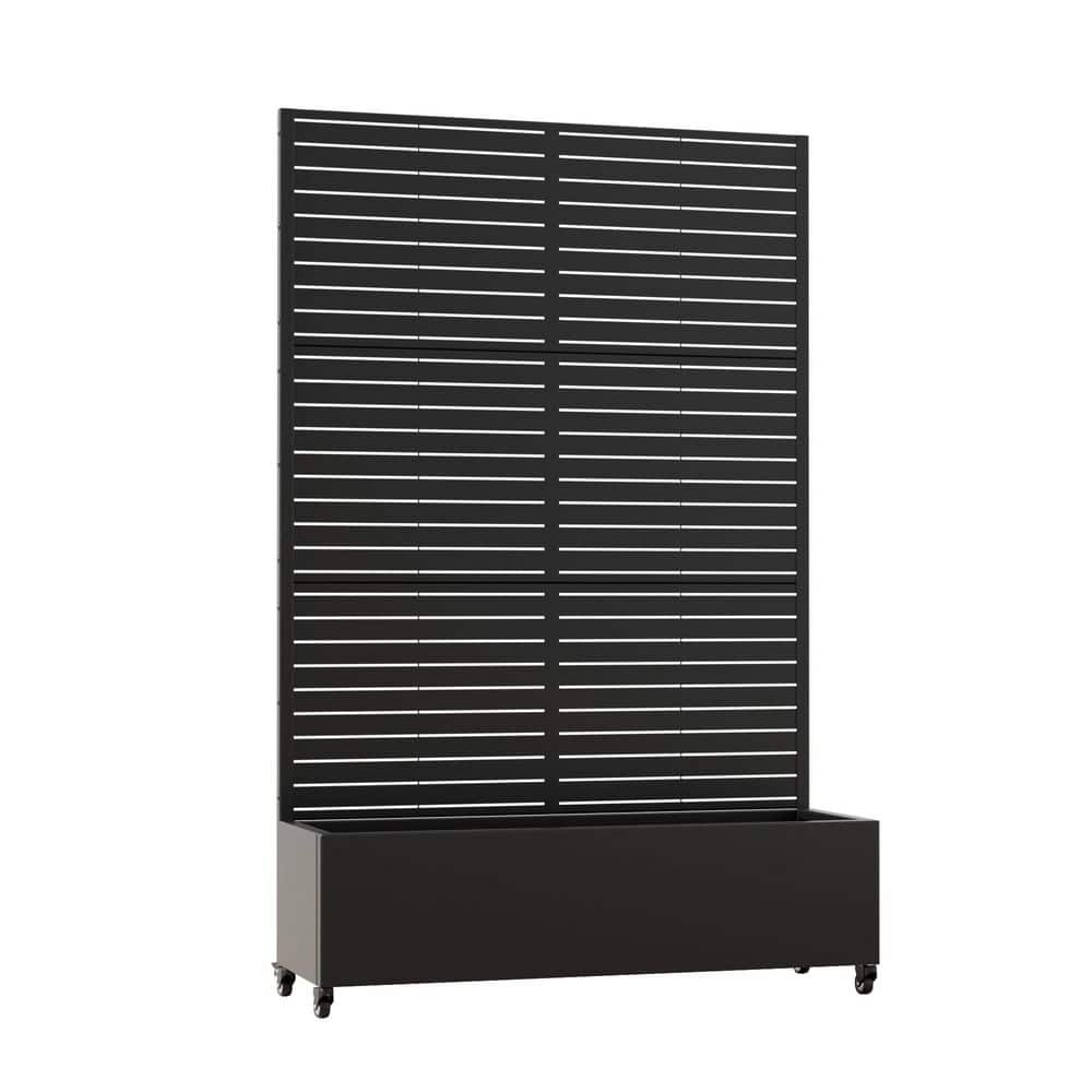 SpassWay 6 ft. H x 4 ft. W Metal Planter Box with Trellis Black