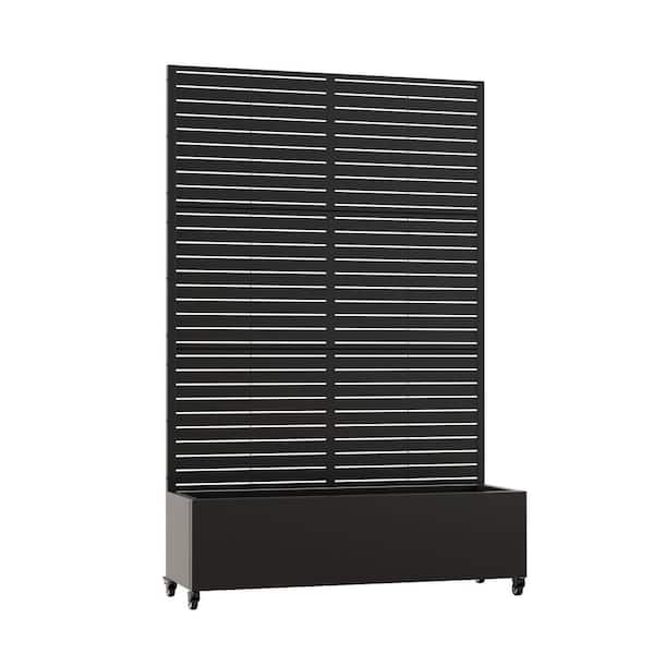 SpassWay 6 ft. H x 4 ft. W Metal Planter Box with Trellis Black