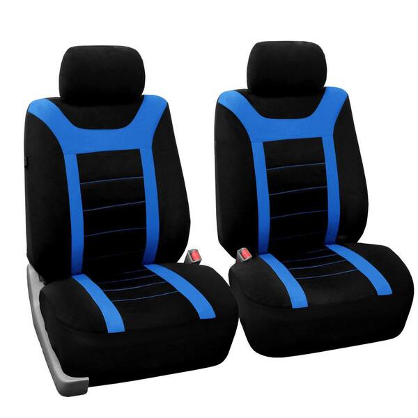 PREMIUM FRONT CAR SEAT COVER SET FABRIC BLUE PIPING 1-1 