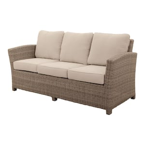 Capri Aluminum Outdoor Couch with Beige Cushions