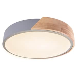 Eclipse 12.2 in. Modern Gray Round Integrated LED Flush Mount Warm Light LED Ceiling Light For Kitchen or Bedroom