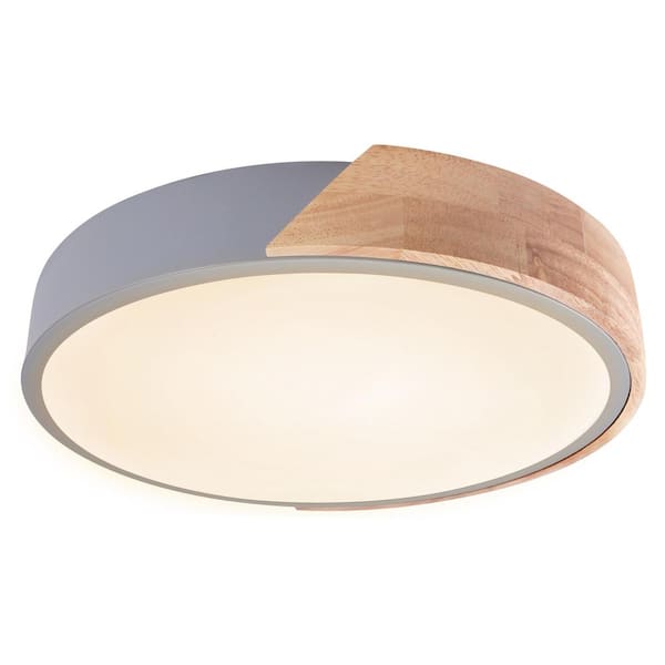 SEEUTEK Eclipse 12.2 in. Modern Gray Round Integrated LED Flush Mount ...