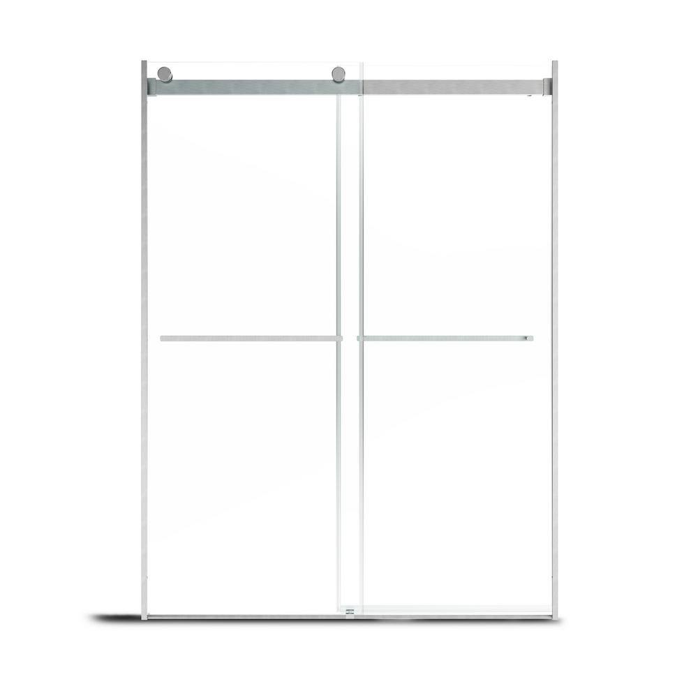 Nickel 48" W x 76" H Frameless Double Sliding Shower Door
