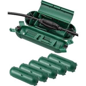 Outdoor Extension Cord Safety Cover, Water-Resistant Seal Housing with 4 Latches in Green (6-Pack)