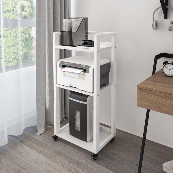 3-Tier Floor-Standing Movable Printer Stand Adjustable Storage