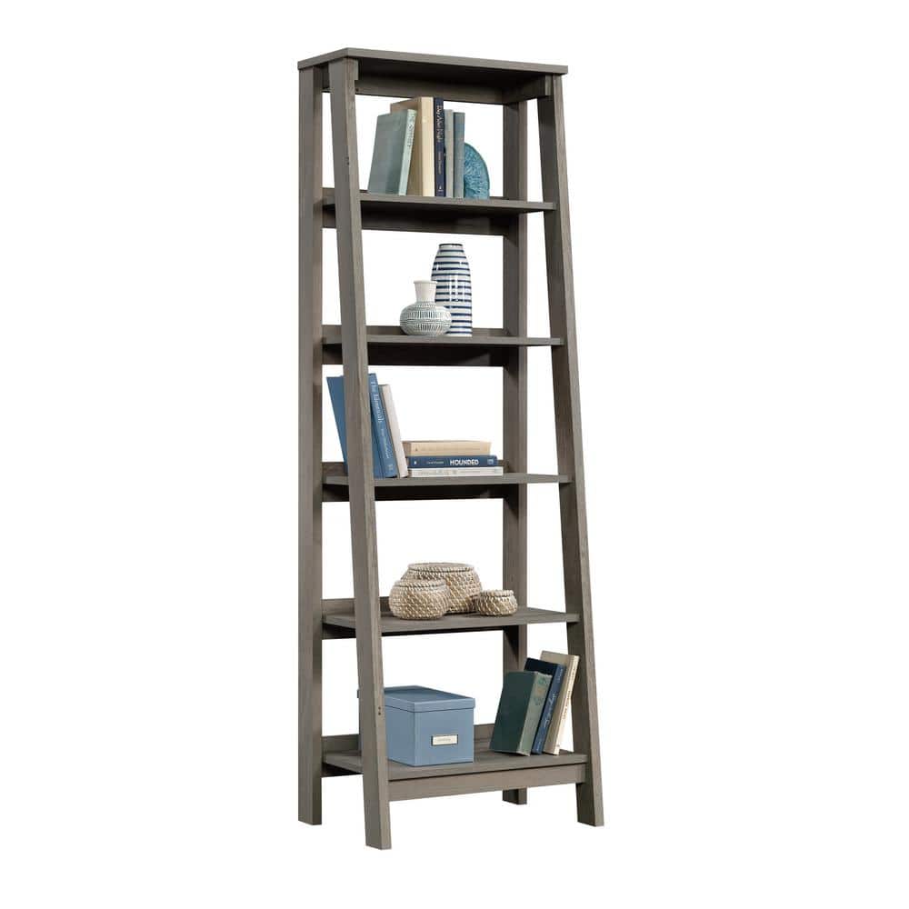 Mystic Oak Adjustable 5-Shelf Bookcase with Cubes