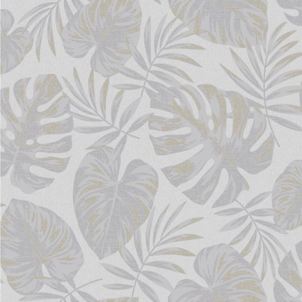 HOLDEN Riviera Leaf Grey Textured Vinyl Non-Pasted Wallpaper (Covers 56 sq. ft.)