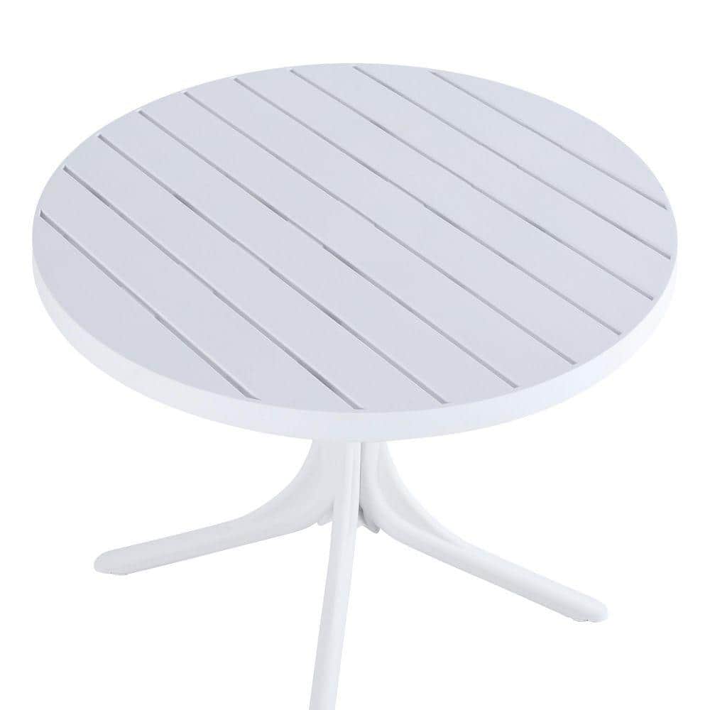 35.43 in. White Plastic Round Outdoor Dining Table