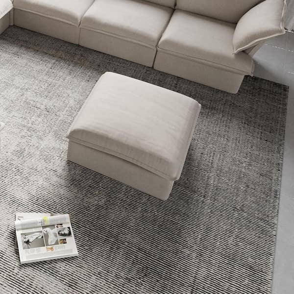 40.1 in. W 1-piece Flared Arm Modular Velvet Modern Sectional Sofa Ottoman in. Beige-O