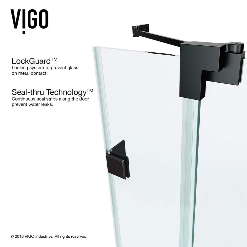 Pirouette 36-48" Adjustable Frameless Pivot Shower Door with Clear Glass
