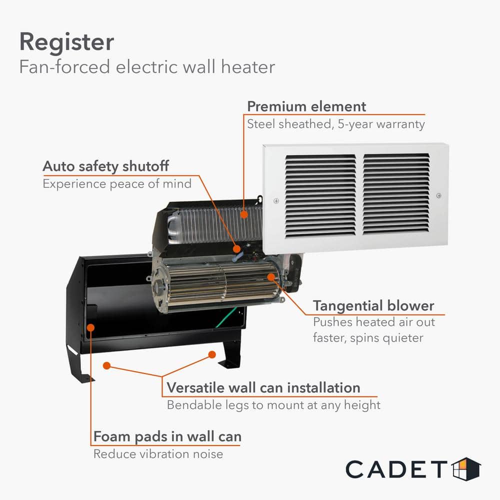 Cadet Black Electric Forced Air Wall Heater Assembly