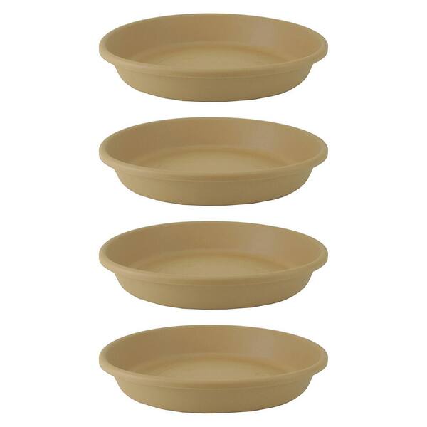 HC Companies Round Plant Saucers 17.5-inch - Pack Of 2 Sandstone Plastic Pot Trays