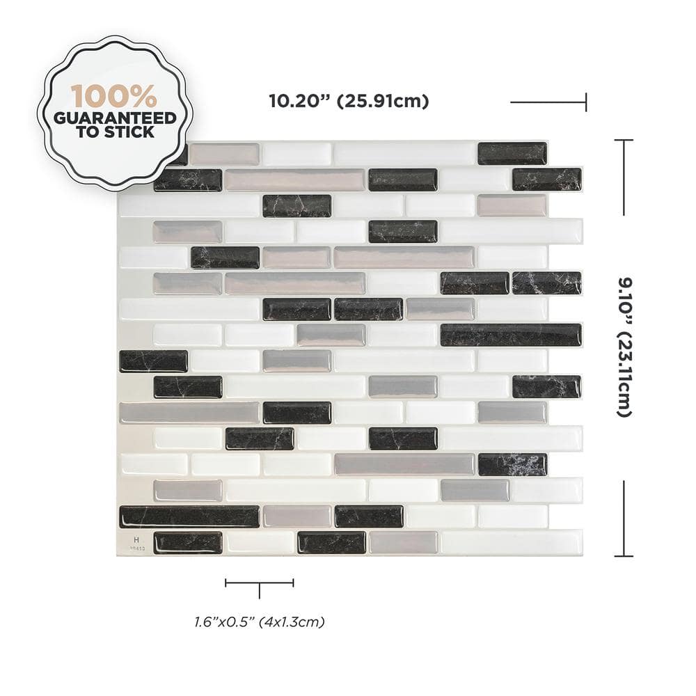 Muretto Alaska Gray and White Vinyl Peel and Stick Backsplash Tiles