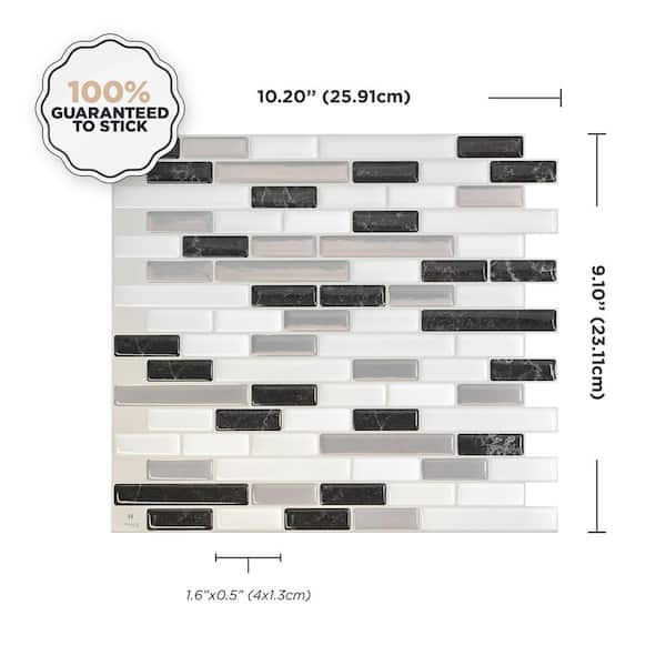 Muretto Alaska Multicolored 10.20 in. x 9.10 in. Vinyl Peel and Stick Tile (2.20 sq. ft./4-pack)