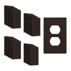 1-Gang Brown Duplex Outlet Plastic Screwless Wall Plate (20-Pack)