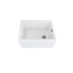 Quinn Farmhouse Apron Front Fireclay 23.5 in. Single Bowl Kitchen Sink in White