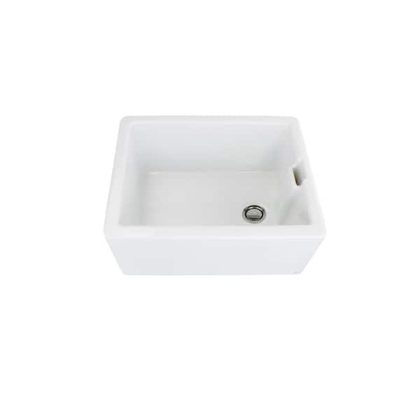 Transolid Quinn Farmhouse Apron Front Fireclay 23.5 in. Single Bowl Kitchen Sink in White