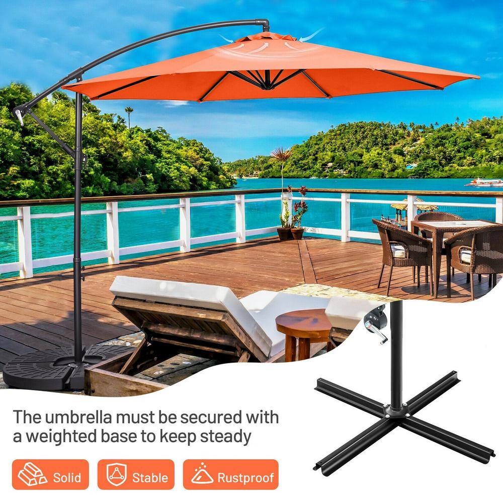 10' Orange Polyester Patio Offset Umbrella with Iron Frame