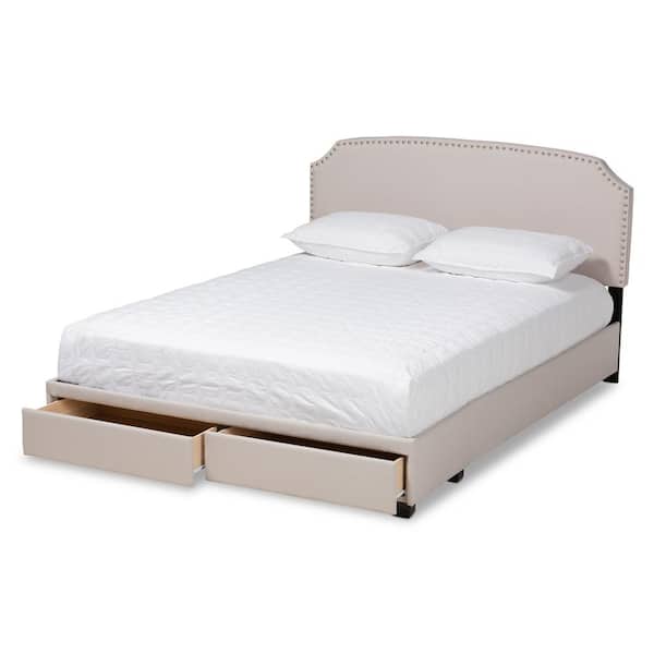 Baxton Studio Larese Beige King Storage Bed 161 10219 Hd Baxton Studio Larese Beige King Storage, King Size Bed With Storage Dubai