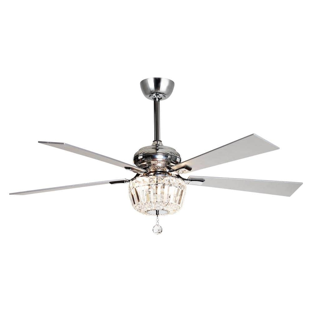 matrix decor 52 in. Chrome Crystal Chandelier Ceiling Fan with Light ...