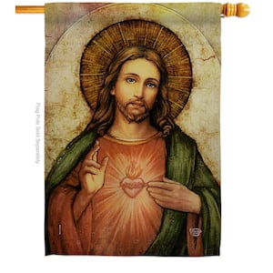 28 in. x 40 in. Sacred Heart of Jesus Religious House Flag Double-Sided Decorative Vertical Flags