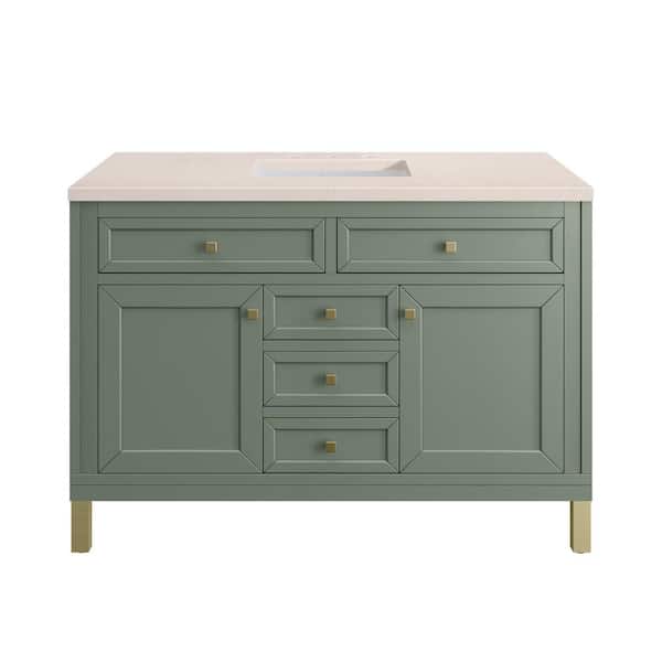 James Martin Vanities Chicago 48.0 in. W x 23.5 in. D x 34 in. H Bathroom Vanity in Smokey Celadon with Eternal Marfil Quartz Top